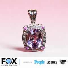 Estate 14K White Gold Large Oval Kunzite & Diamond Pendant 15.70ctw