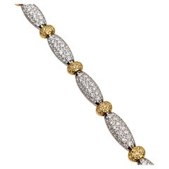 Estate 18K Two Tone Pavé White & Fancy Yellow Diamond Bracelet 7.78ctw