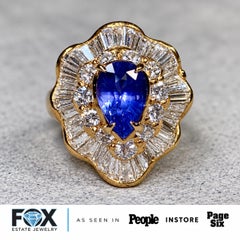 Estate GIA No Heat Ceylon Color-Change Sapphire & Diamond Ballerina Ring 7.10ctw