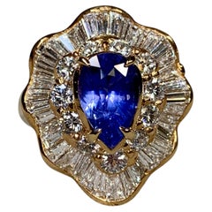 Estate GIA No Heat Ceylon Color-Change Sapphire & Diamond Ballerina Ring 7.10ctw