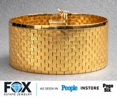 Vintage Italian 1950’s 18K Yellow Gold Filippini Fratelli Wide Bracelet 6.50”