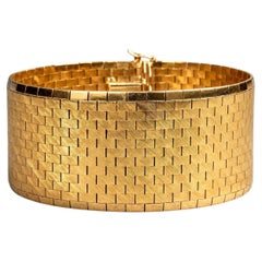 Vintage Italian 1950’s 18K Yellow Gold Filippini Fratelli Wide Bracelet 6.50”
