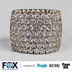 Estate 18K White Gold 17.50ctw Diamond Flexible Extra Wide Statement Band Ring