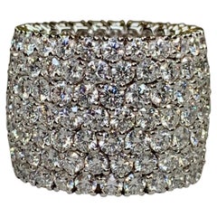 Estate 18K White Gold 17.50ctw Diamond Flexible Extra Wide Statement Band Ring