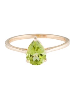 14K Gelbgold Peridot Cocktail Ring - Birne modifiziertes Brilliant Design