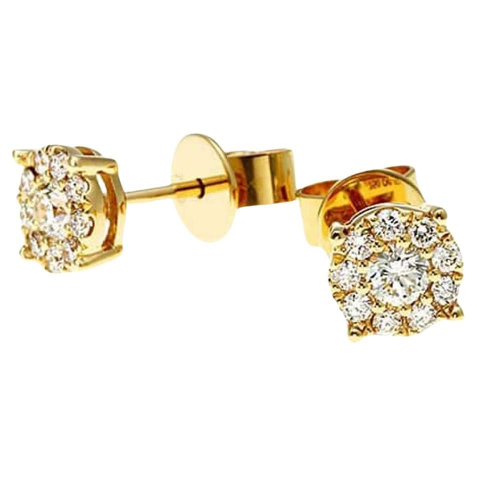 Clous d'oreilles en or jaune 18 carats avec diamants 0,22 carat chacun en vente