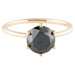 14K Gelbgold 2,80 Karat Schwarzer Diamant Solitär Cocktail-Ring, Größe 7