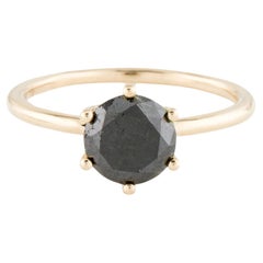 Anillo de cóctel de oro amarillo de 14 quilates con diamante negro solitario de 1,19 ct, talla 7