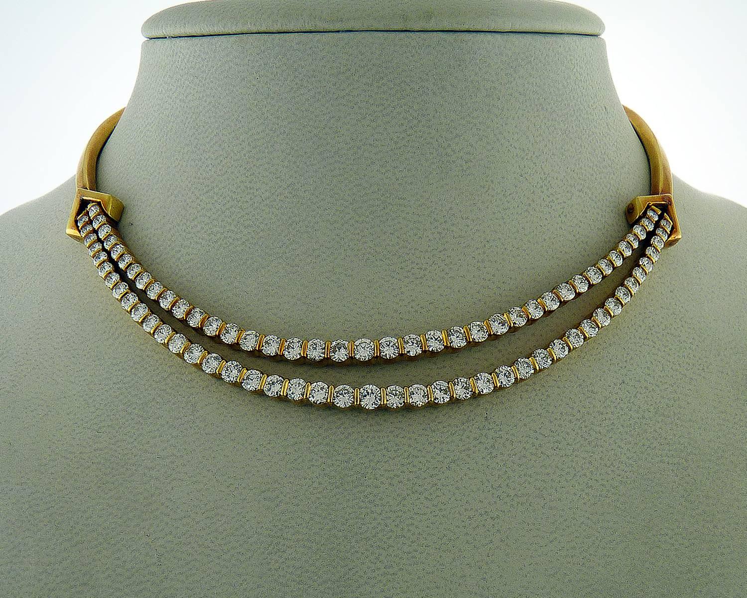 Women's or Men's Round Diamond Gold Choker Necklace