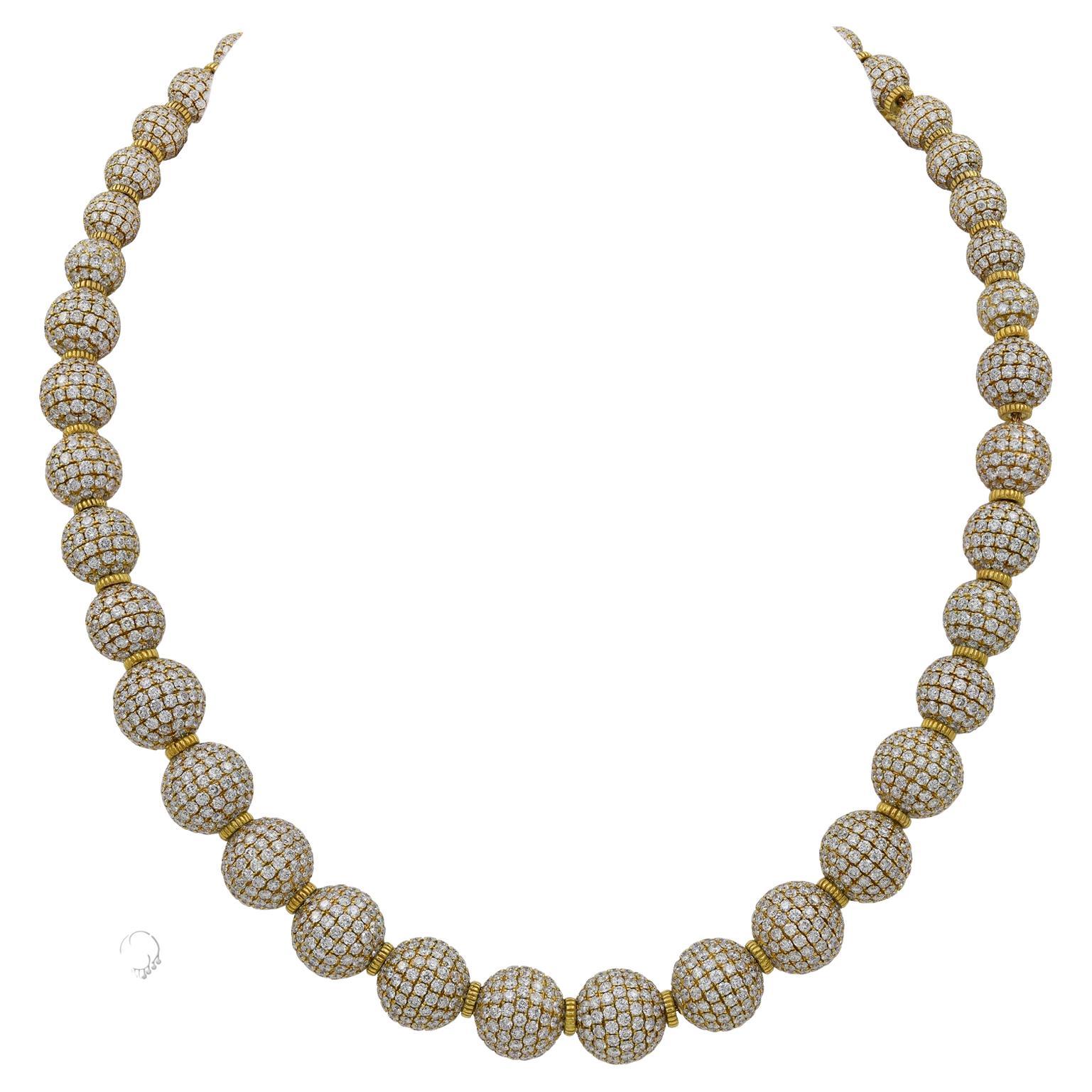 Judith Ripka, collier boule en or pavé de diamants