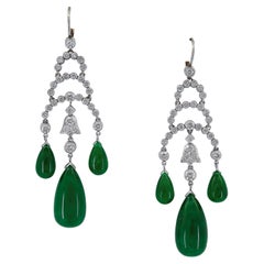 Used Spectra Fine Jewelry Emerald Diamond Romantic Chandelier Earrings