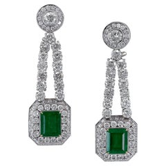Spectra Fine Jewelry GRS Certified Colombian Emerald Diamond Earrings