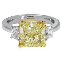 Spectra Fine Jewelry GIA Certified 5.05 Carat Fancy Intense Yellow Diamond Ring
