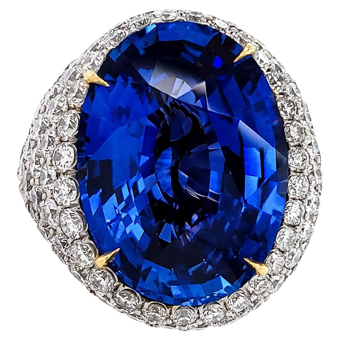 Spectra Fine Jewelry, GRS Certified 29.83 Carat Ceylon Sapphire Diamond Ring