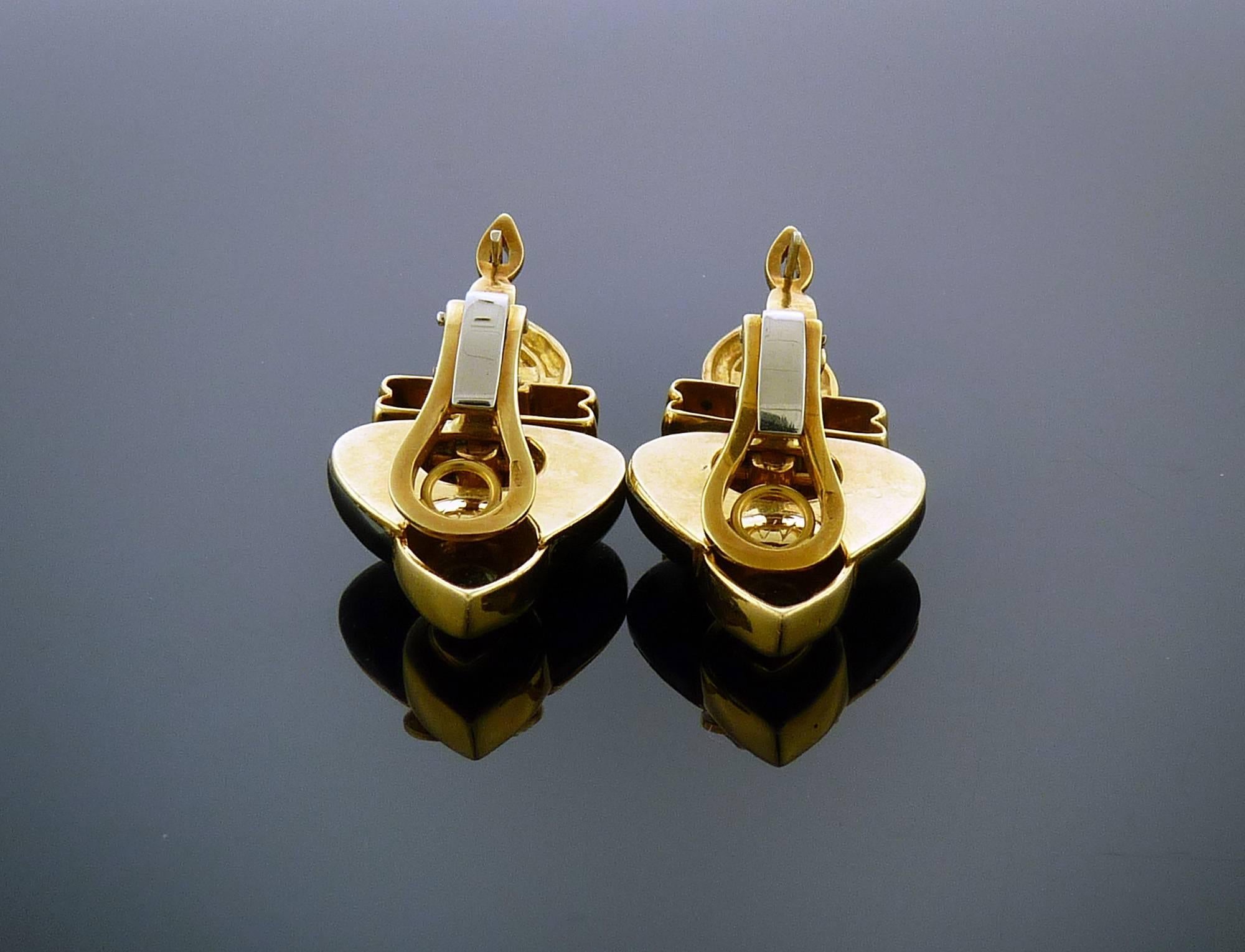 Tourmaline Black Onyx Diamond 18K Yellow Gold Earrings In New Condition In New York, NY