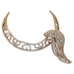 M. Gérard 18k Gold Diamond Pendant Necklace/Brooch, 56ct, France