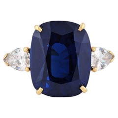 M. Gérard 14ct Yellow Gold Sapphire Diamond Cocktail Ring, France