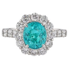 GRS Certified 2.80 Carat Paraiba Tourmaline Diamond Ring