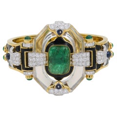 David David Cross River Emerald Diamond Bangle Bracelet