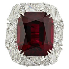 26.33ct Tanzania No Heat Red Spinel & Diamond Ring  Spectra