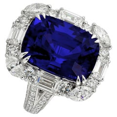 Diamantring mit einem unbehandelten Ceylon-Saphir von 23,01 Karat