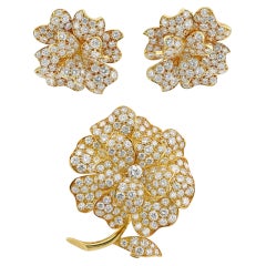 Van Cleef & Arpels Pavot Diamond Brooch & Earrings Set