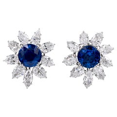 Harry Winston Jacques Timey Vintage Sapphire Diamond Cluster Stud Earrings