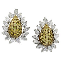 Van Cleef & Arpels Yellow and White Diamond Flower Earrings