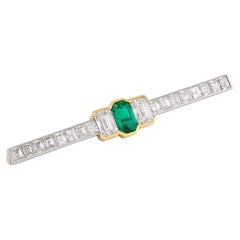 Bulgari Colombian Emerald and Diamond Pin in Platinum & 18k Gold