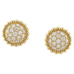 Van Cleef & Arpels Perlee Diamond Stud Earrings, 18K Yellow Gold