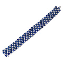 Harry Winston Vintage Sapphire & Diamond Mixed-Cut Bracelet in Platinum – Signed