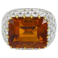 Tiffany & Co. Vintage Citrine Diamond Cocktail Bombe Ring