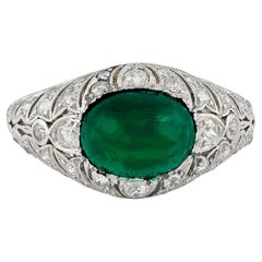 Vintage Tiffany & Co. Art Deco Colombian Emerald & Diamond Ring