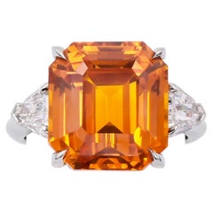 Spectra Fine Jewelry GIA zertifizierter 13,06 Karat orangefarbener Saphir Diamantring