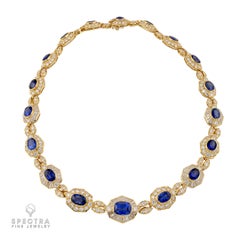 Van Cleef & Arpels Ceylon Sapphire and Diamond Yellow Gold Necklace