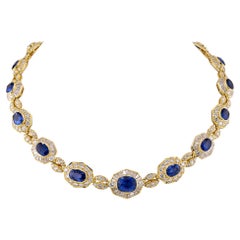Van Cleef & Arpels Ceylon Sapphire and Diamond Yellow Gold Necklace