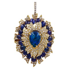 Exquisite David Webb Opal, Diamond, and Sapphire Pendant