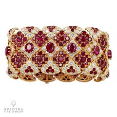 Cartier “Mexico” Ruby & Diamond Bracelet in 18K Gold – Signed Estate