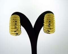 18 Karat Hammered Gold Earrings