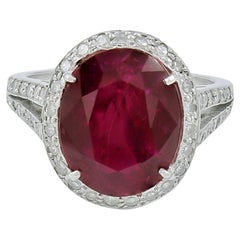 Spectra Fine Jewelry Certified 6.16 Carat Unheated Ruby Diamond Ring