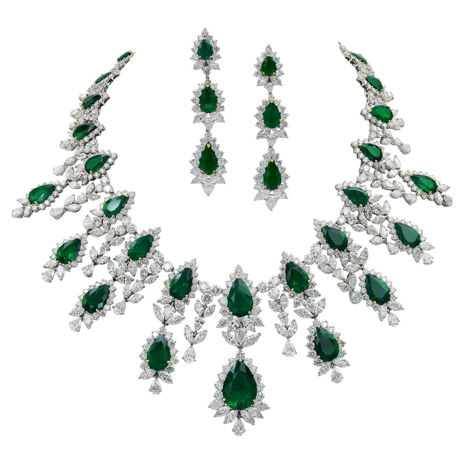 Spectra Fine Jewelry Colombian Emerald Demi Parure Suite For Sale