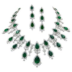 Spectra Fine Jewellery Certified Colombian Emerald Diamond Jewellery Suite