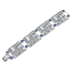 Diamant-Saphir-Topas-Armband aus 18 Karat Weißgold