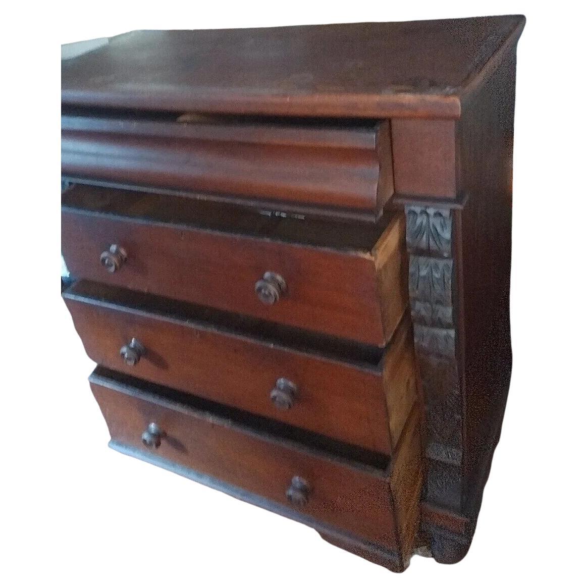 A Very Handsome Scottish Dresser or Chest of Drawers in Mahogany, circa 1880s.

The dresser has beautifully decorative turned, carved columns and bun feet. Four drawers, including a concealed top drawer and an extremely deep bottom drawer.