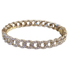 Diamond Curb Link Bangle Bracelet 2.79 Carats in 18k Yellow Gold by Odelia