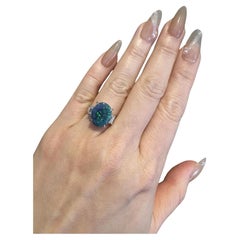GIA 3,59 Karat Schwarzer Opal und Diamant 3-Stein-Ring aus Platin
