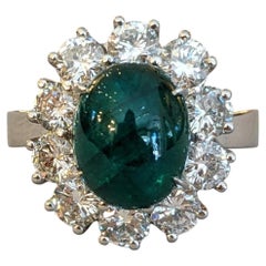 GIA Certified 3.48ct Zambian Emerald & 1.60ct Diamond Platinum Ring
