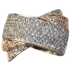 Sonia B Criss-Cross Wide Band Diamond Ring in 14k White & Rose Gold