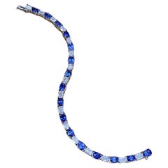 Sapphire and Diamond Line Bracelet in Platinum