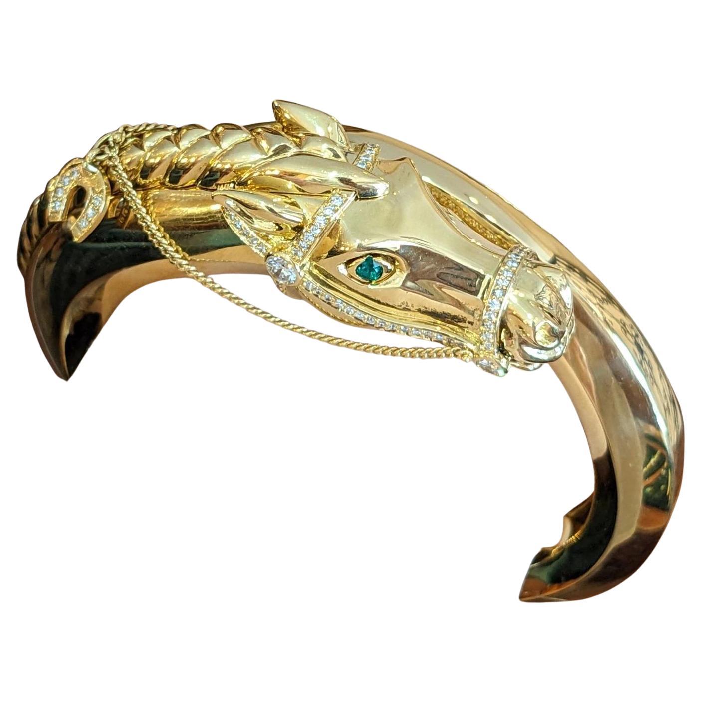 Bracciale Bangle Cartier Horse d'epoca in oro giallo 18 carati